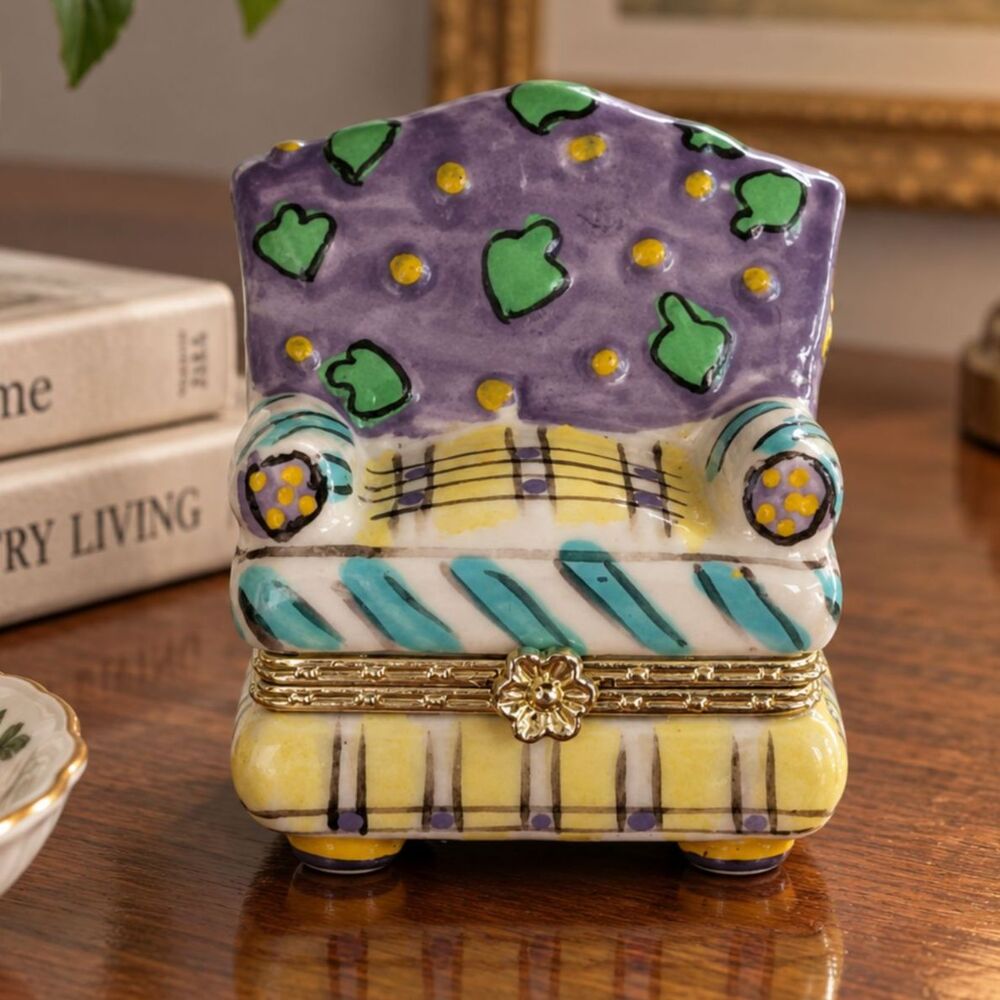 Vtg PHB Midwest Of Cannon Falls Sofa Satee Couch Trinket Box 1999 2"